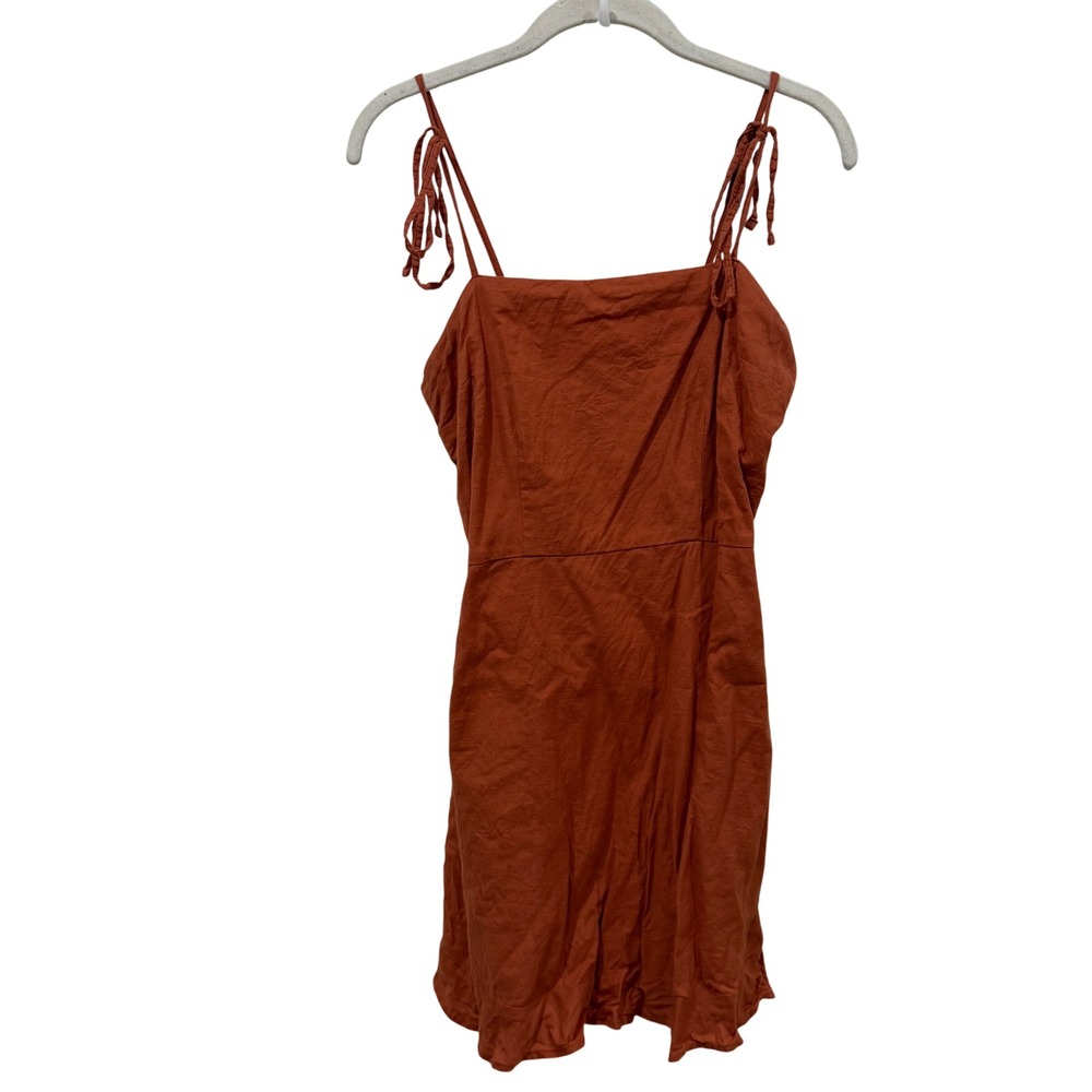 Abercrombie & Fitch Burnt Orange Tie Strap Smocked Mini Dress‎ with Pockets S